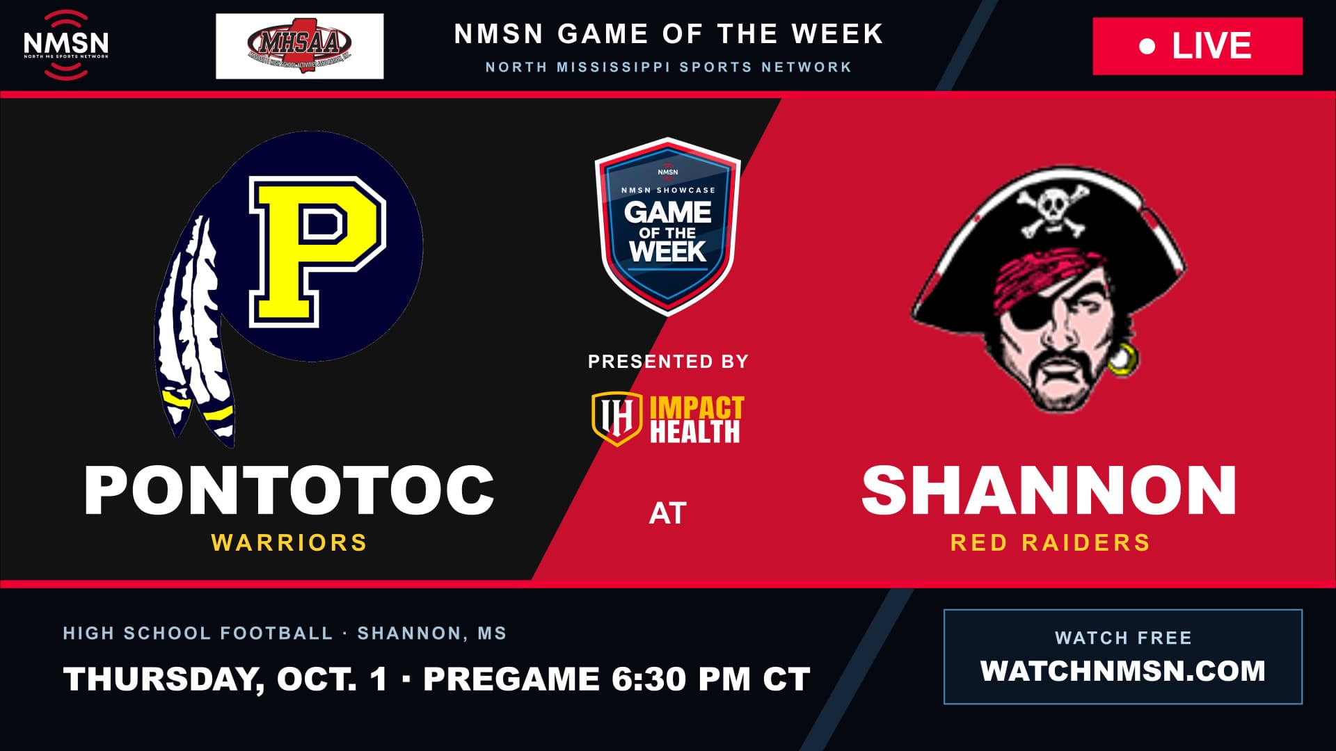 Pontotoc Warriors at Shannon Red Raiders