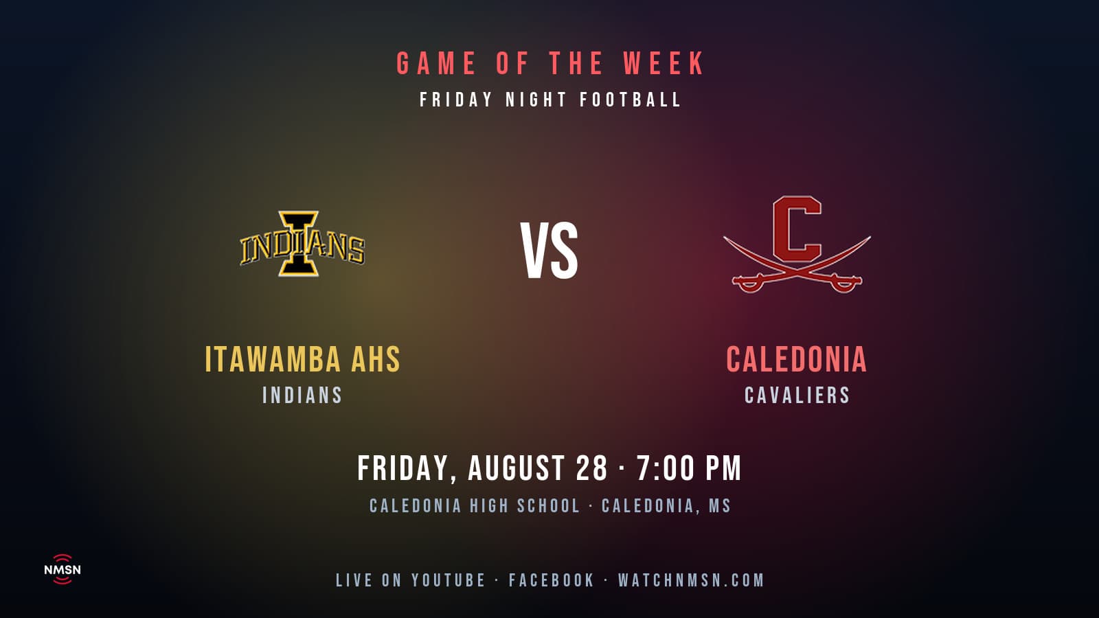Itawamba Agricultural Indians at Caledonia Cavaliers gameday graphic
